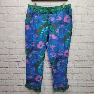 Sundance Floral Leia Crop Pants Women M Cotton Boho Hippie Beach Vacation Lounge